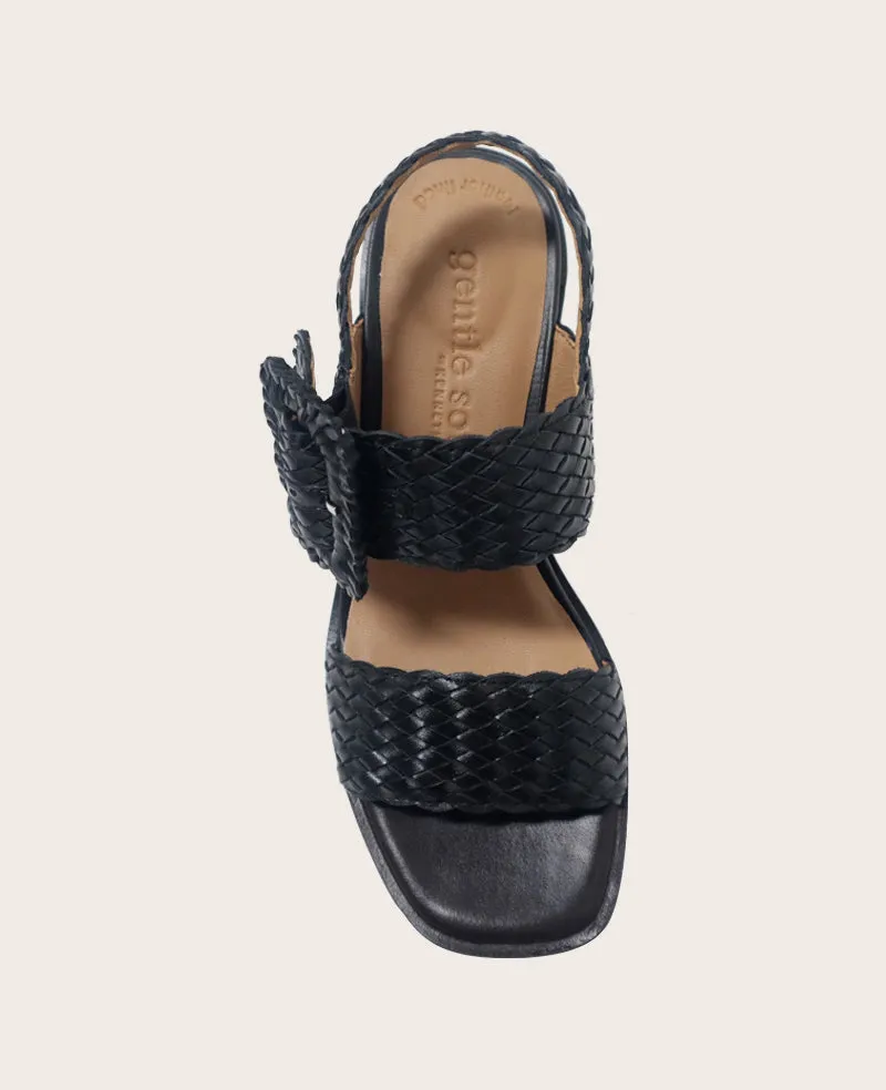 GENTLE SOULS - Madylyn Woven Leather Heel Sandal