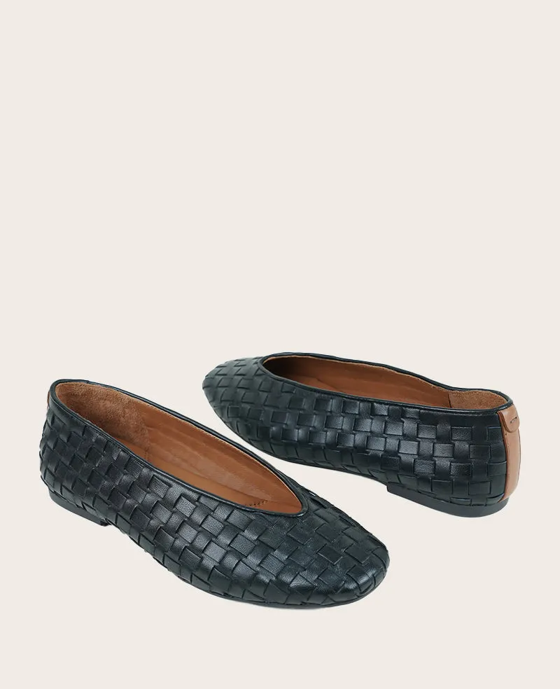 GENTLE SOULS - Willow Woven Leather Flat