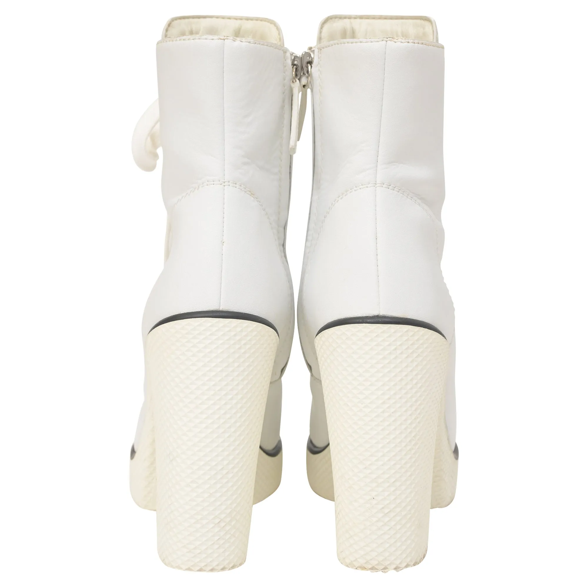 Giuseppe Zanotti Lace-Up Boots in White Leather