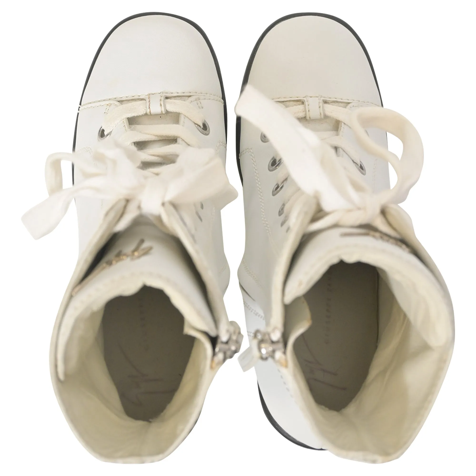 Giuseppe Zanotti Lace-Up Boots in White Leather