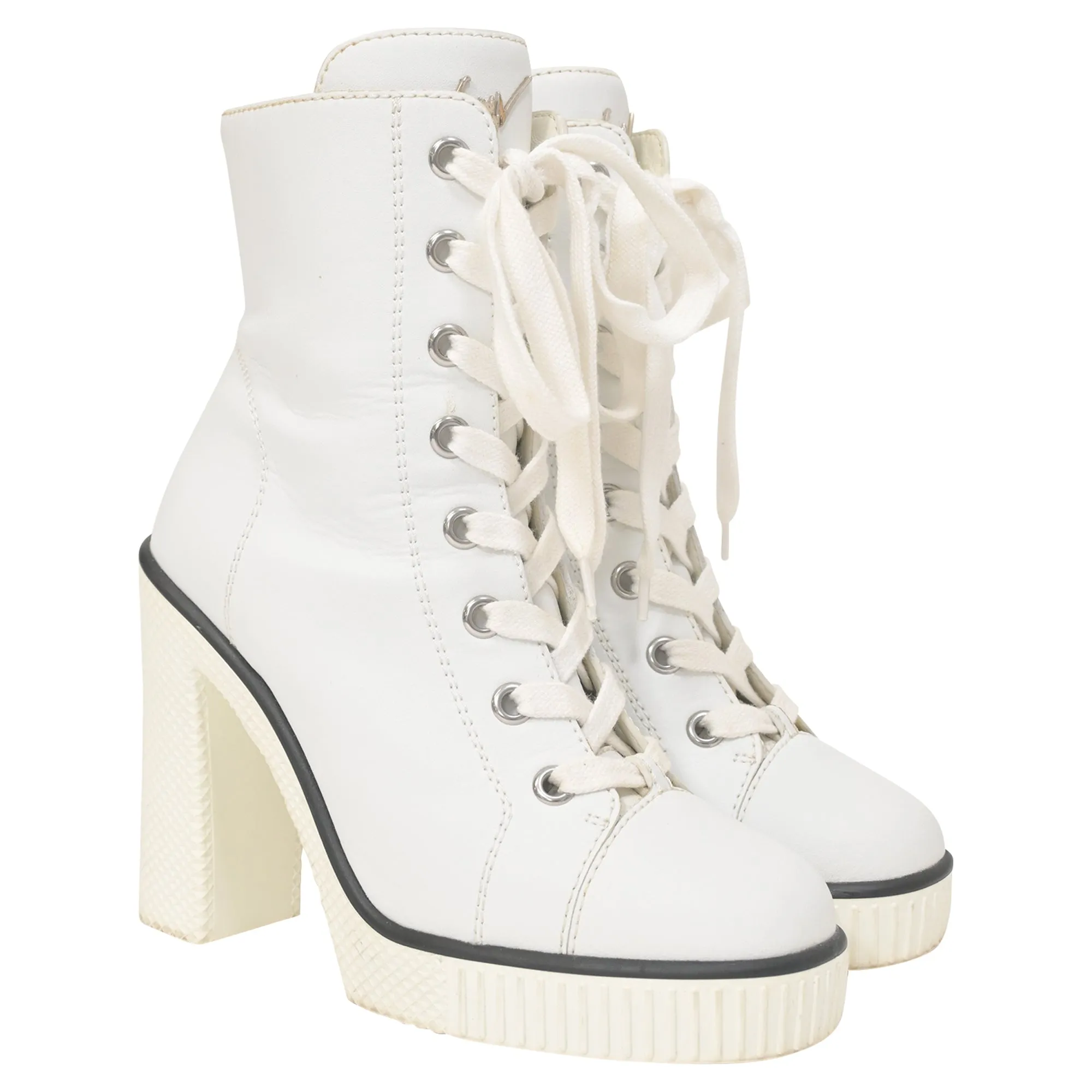 Giuseppe Zanotti Lace-Up Boots in White Leather