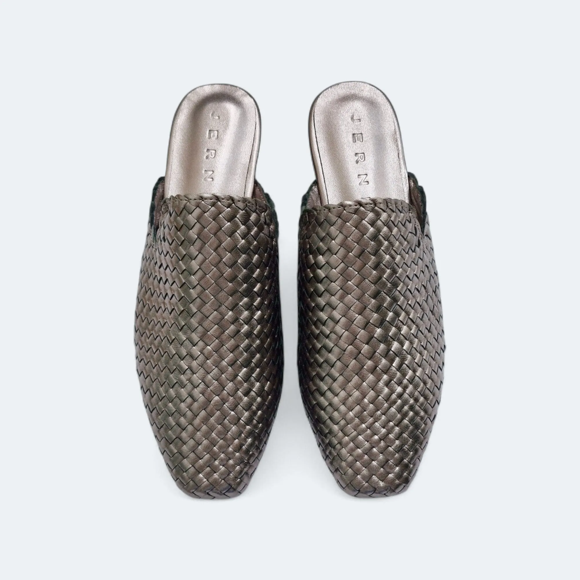 Handwoven leather flat mules - 4013019