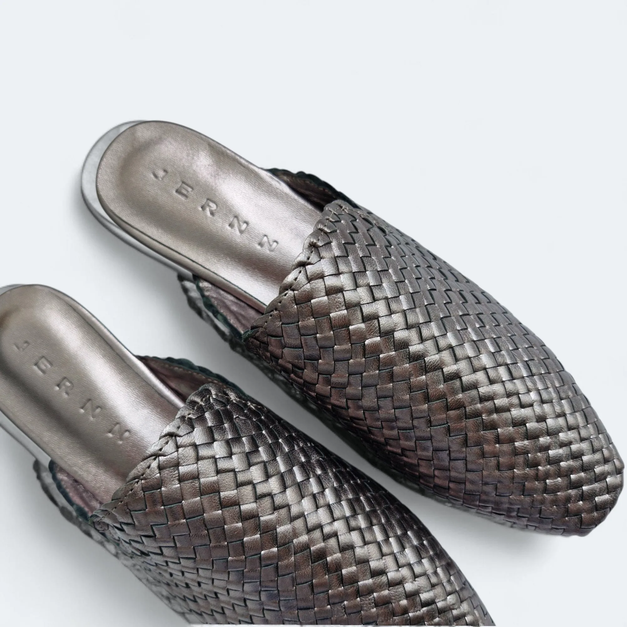 Handwoven leather flat mules - 4013019