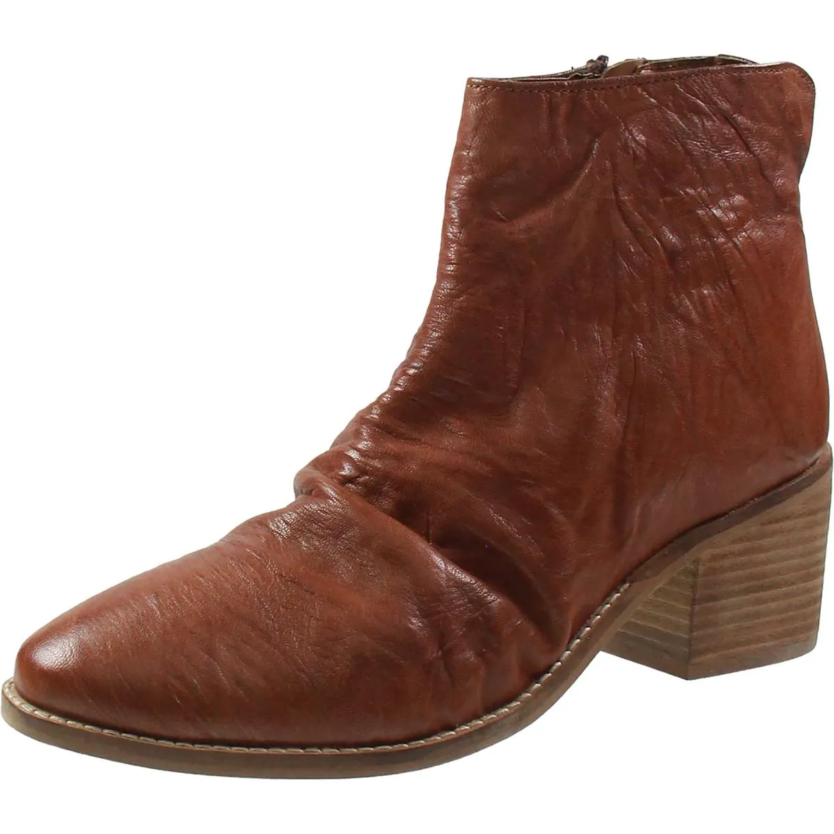 Hellina Womens Gathered Leather Ankle Boots