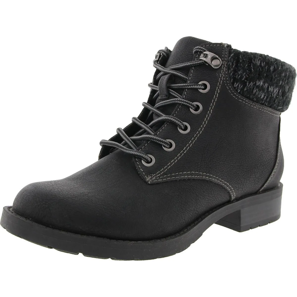 Honey Womens Knit Nubuck Combat & Lace-Up Boots