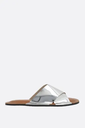 laminated leather slide sandals