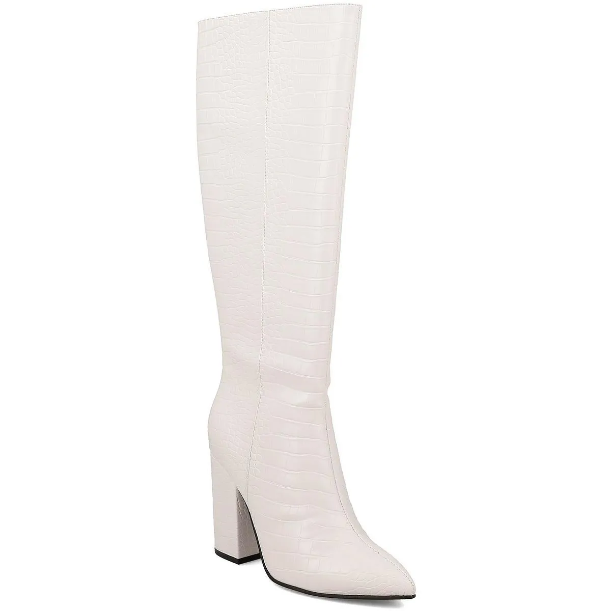 Landra Womens Block Heel Faux Leather Knee-High Boots