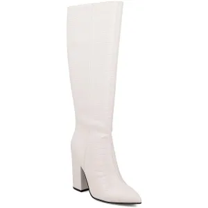 Landra Womens Block Heel Faux Leather Knee-High Boots