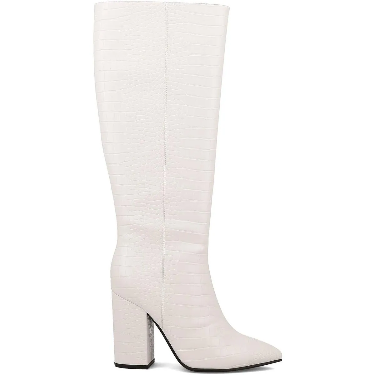 Landra Womens Block Heel Faux Leather Knee-High Boots