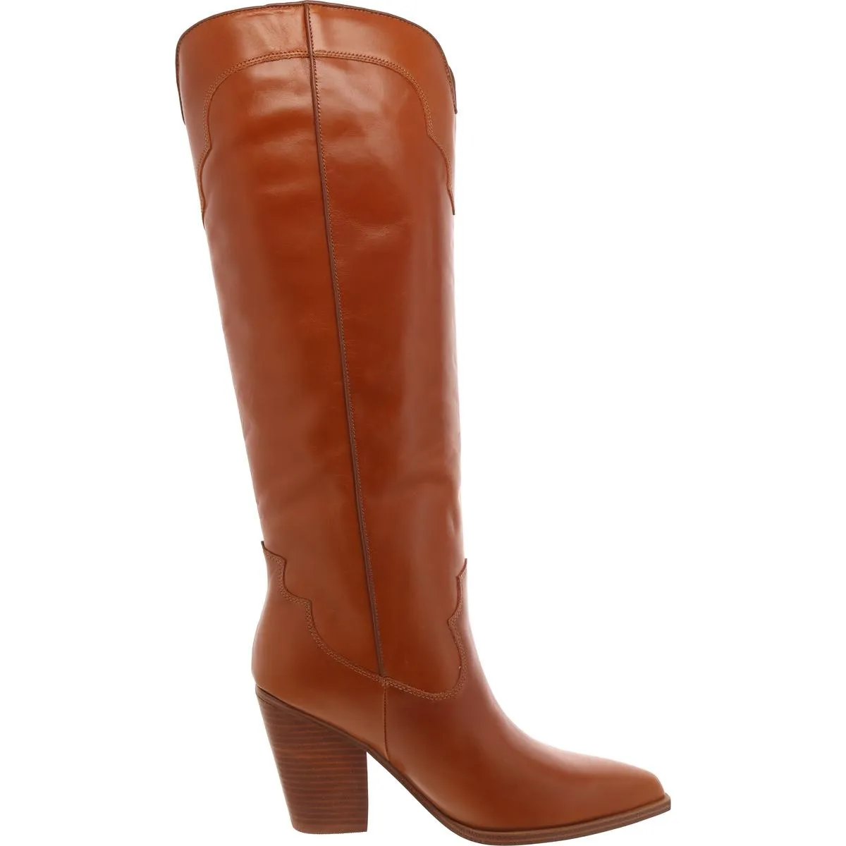 Lenore  Womens Leather Block Heel Knee-High Boots