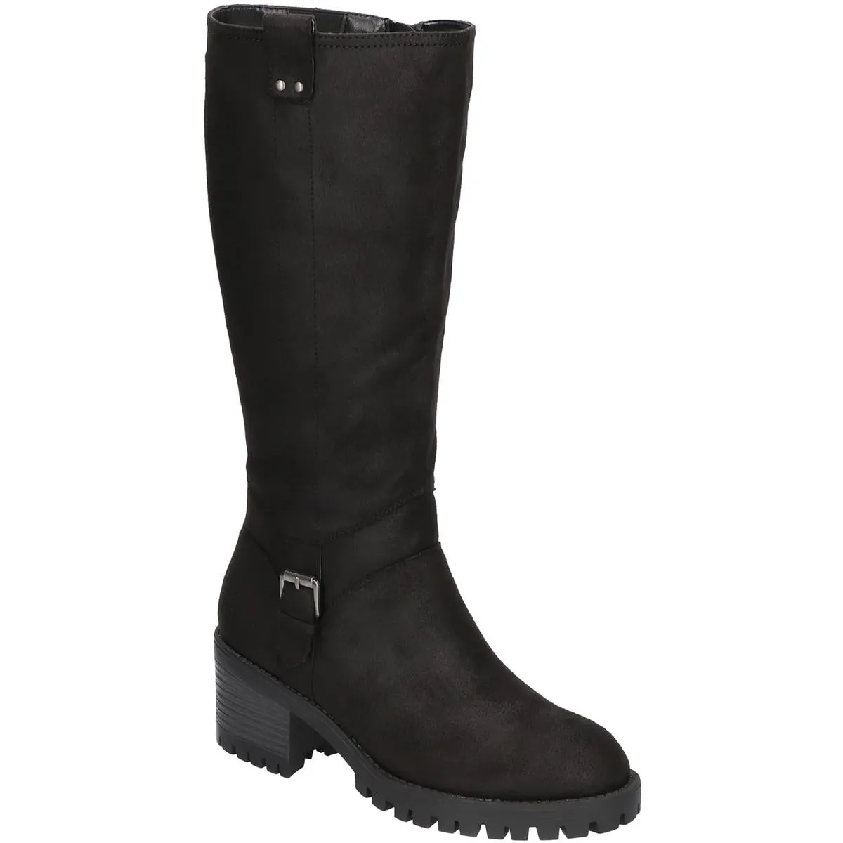 LORIELLE PLUS Womens Faux Leather Buckle Knee-High Boots
