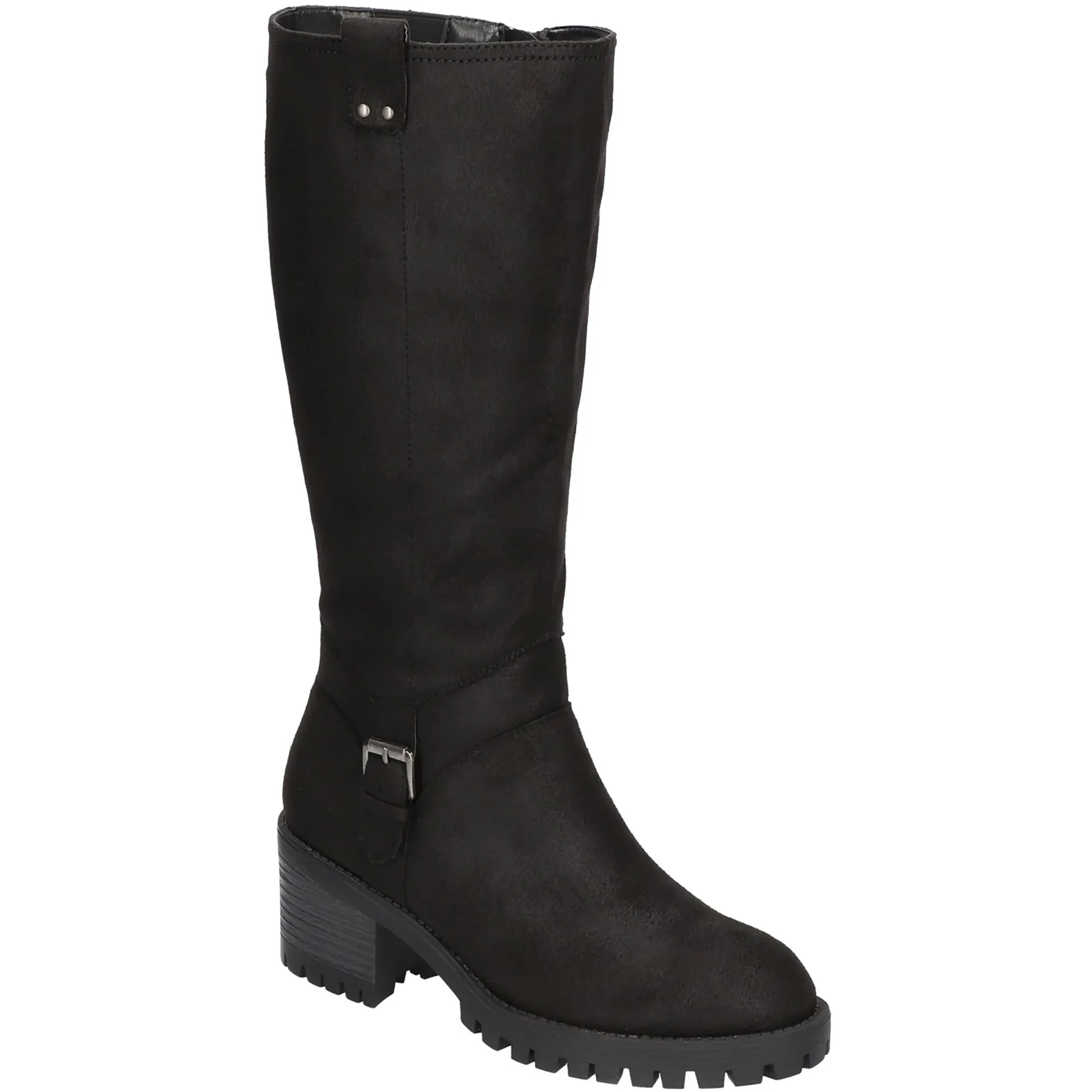 LORIELLE PLUS Womens Faux Leather Buckle Knee-High Boots