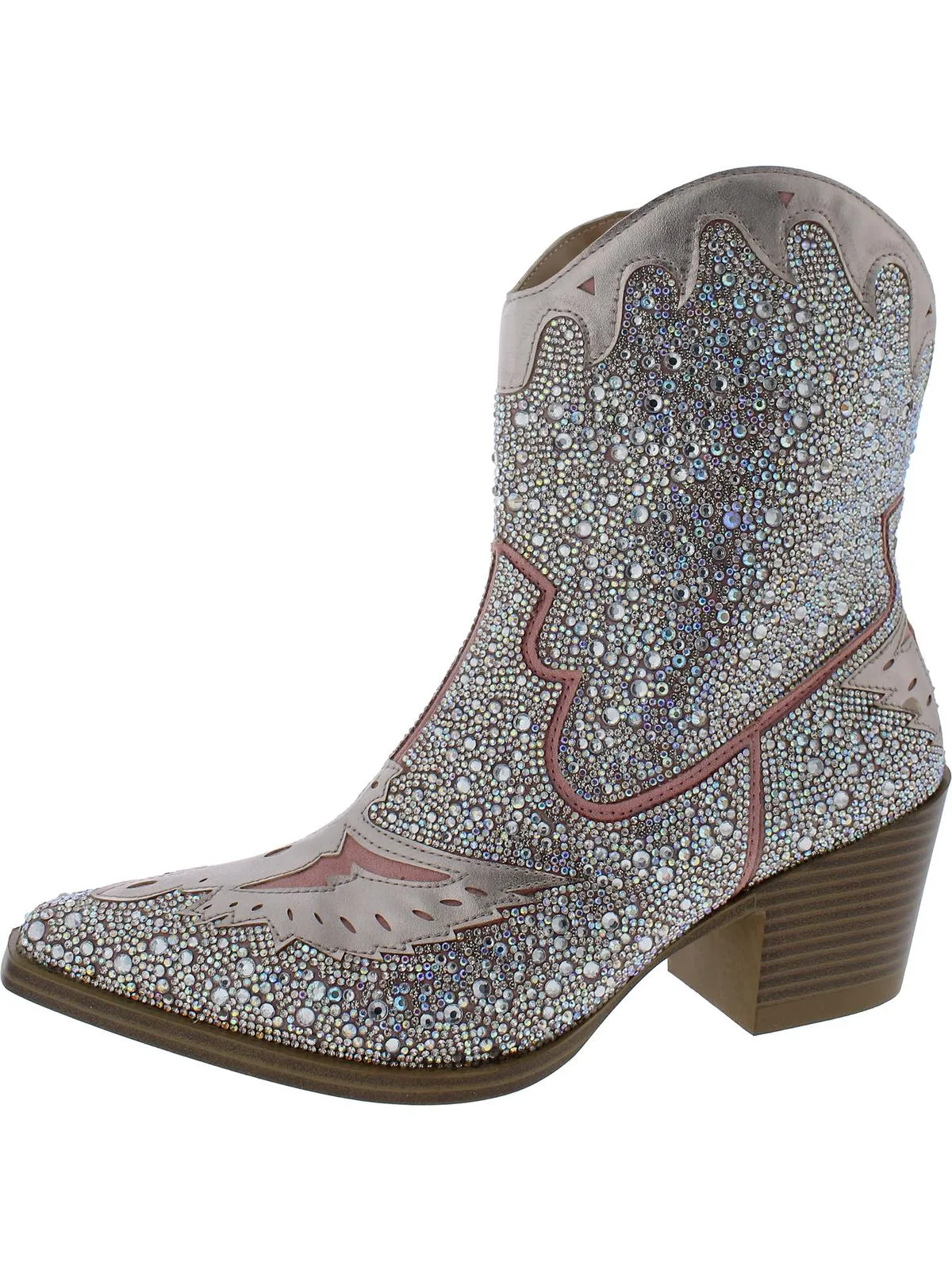 Lourdez Womens Faux Leather Embellished Cowboy, Western Boots