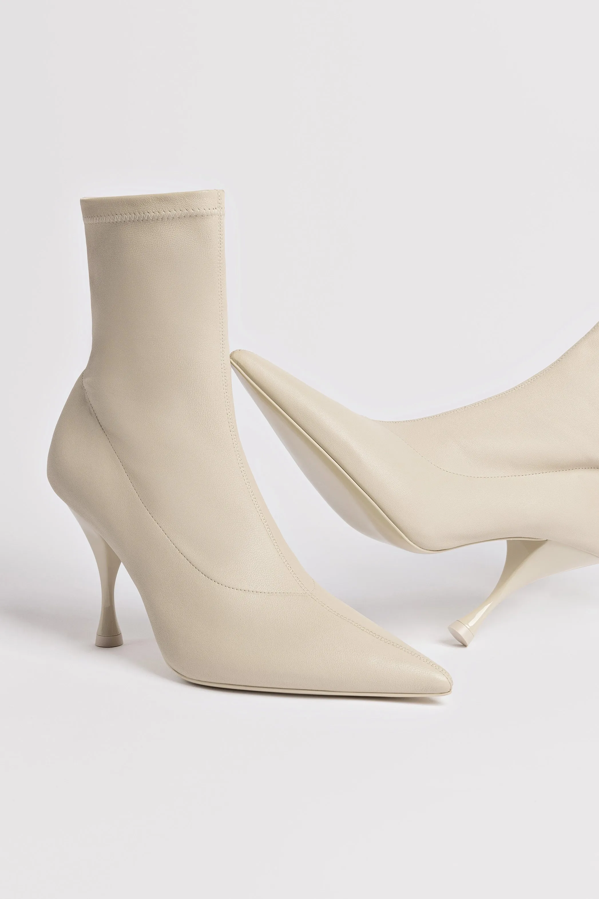 Mini Georgia Boot In Off White Stretch Leather
