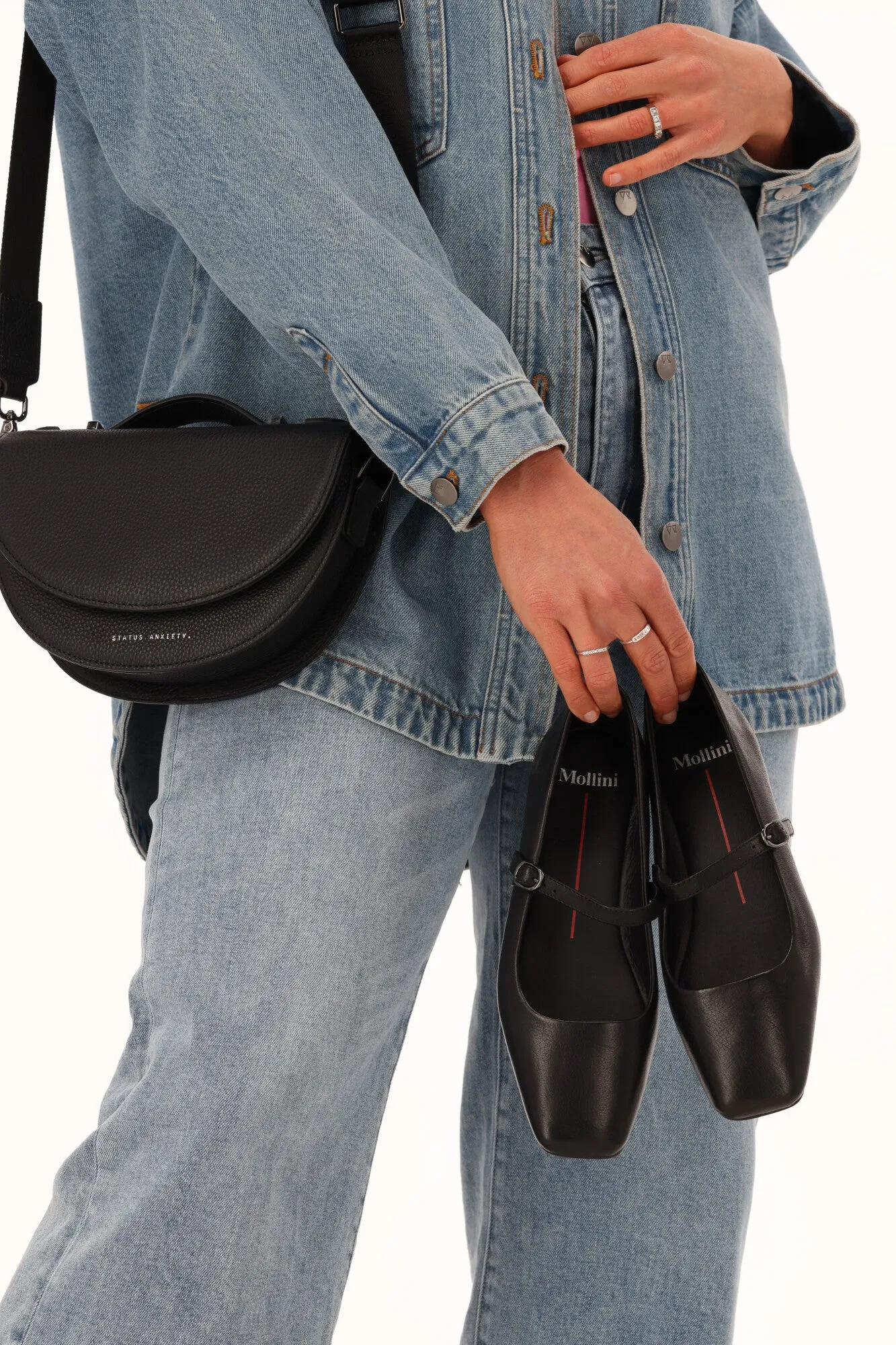 Mollini Tokena Black Leather Flats