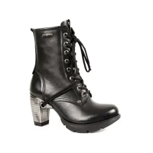 New Rock Ladies Black Leather Gothic Trail Boots- TR001-S1