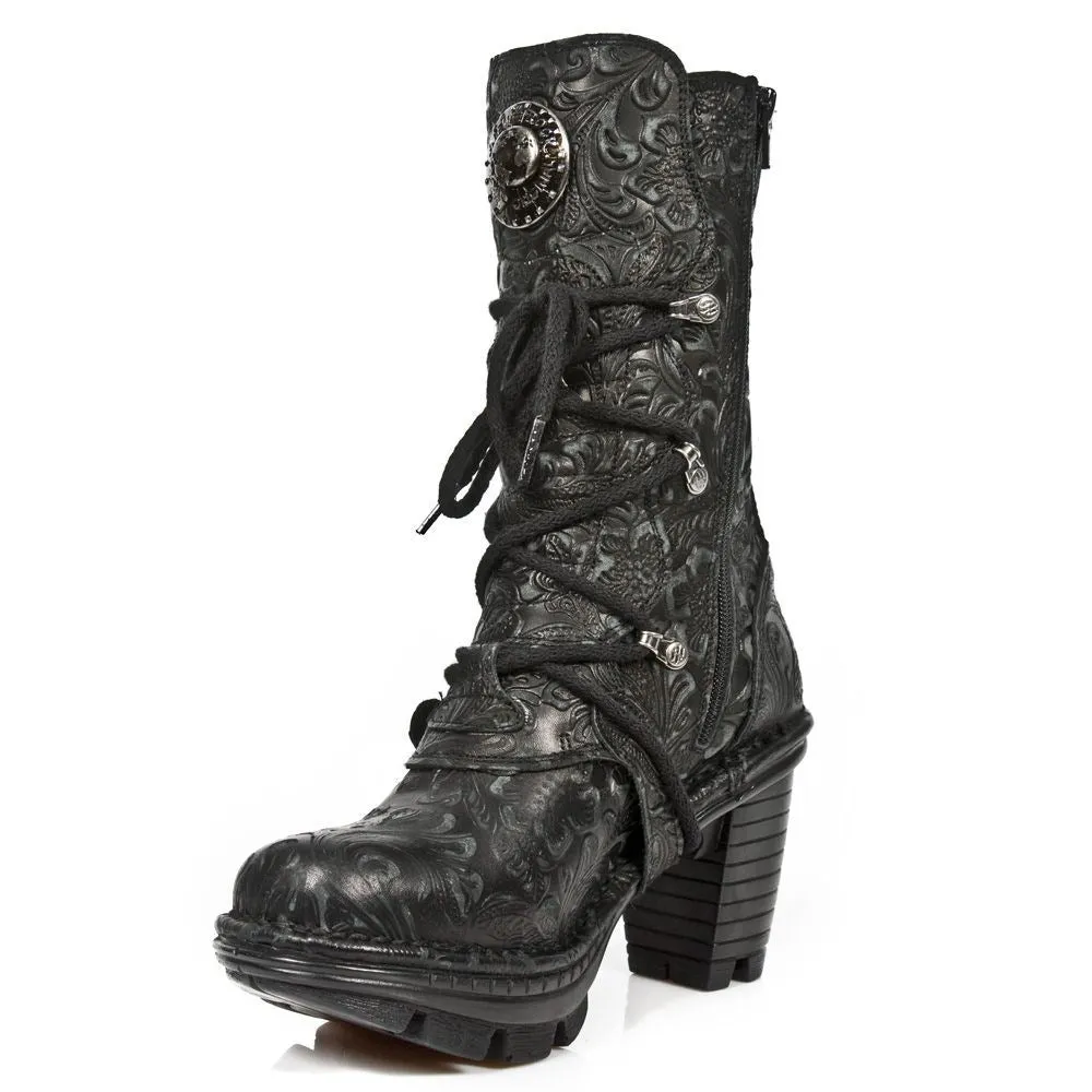 New Rock Ladies Floral Gothic Leather Boots- NEOTR005-S25
