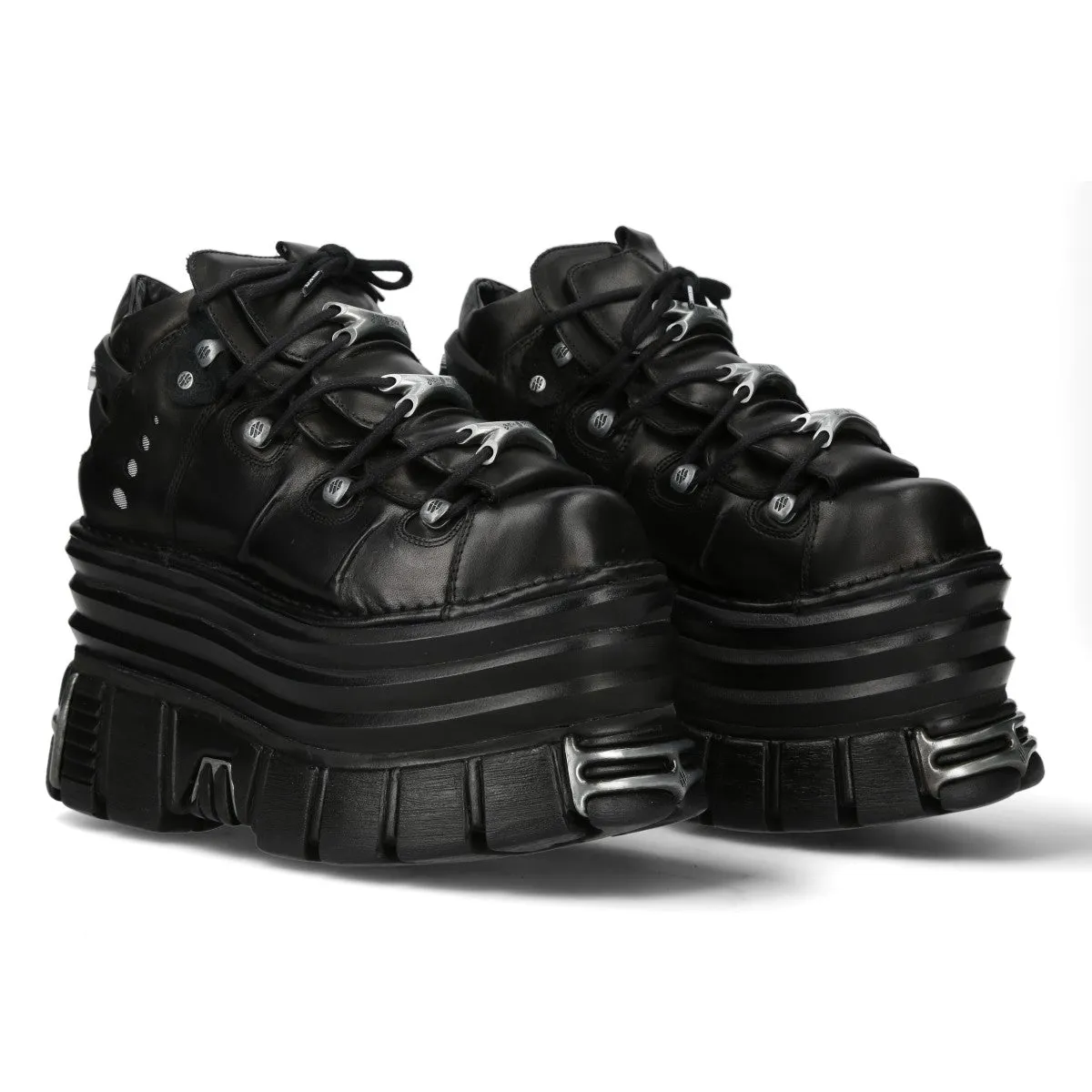 New Rock M-106-C181 Black Gothic Punk Chunky Platform Ankle Boots