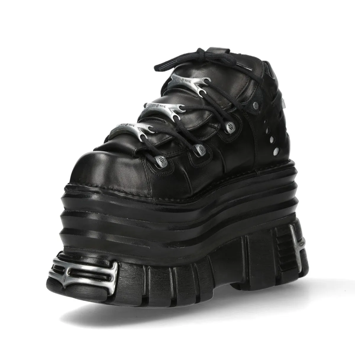 New Rock M-106-C181 Black Gothic Punk Chunky Platform Ankle Boots