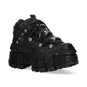 New Rock M-106WALL-C65 Python Black Leather Platform Ankle Boots