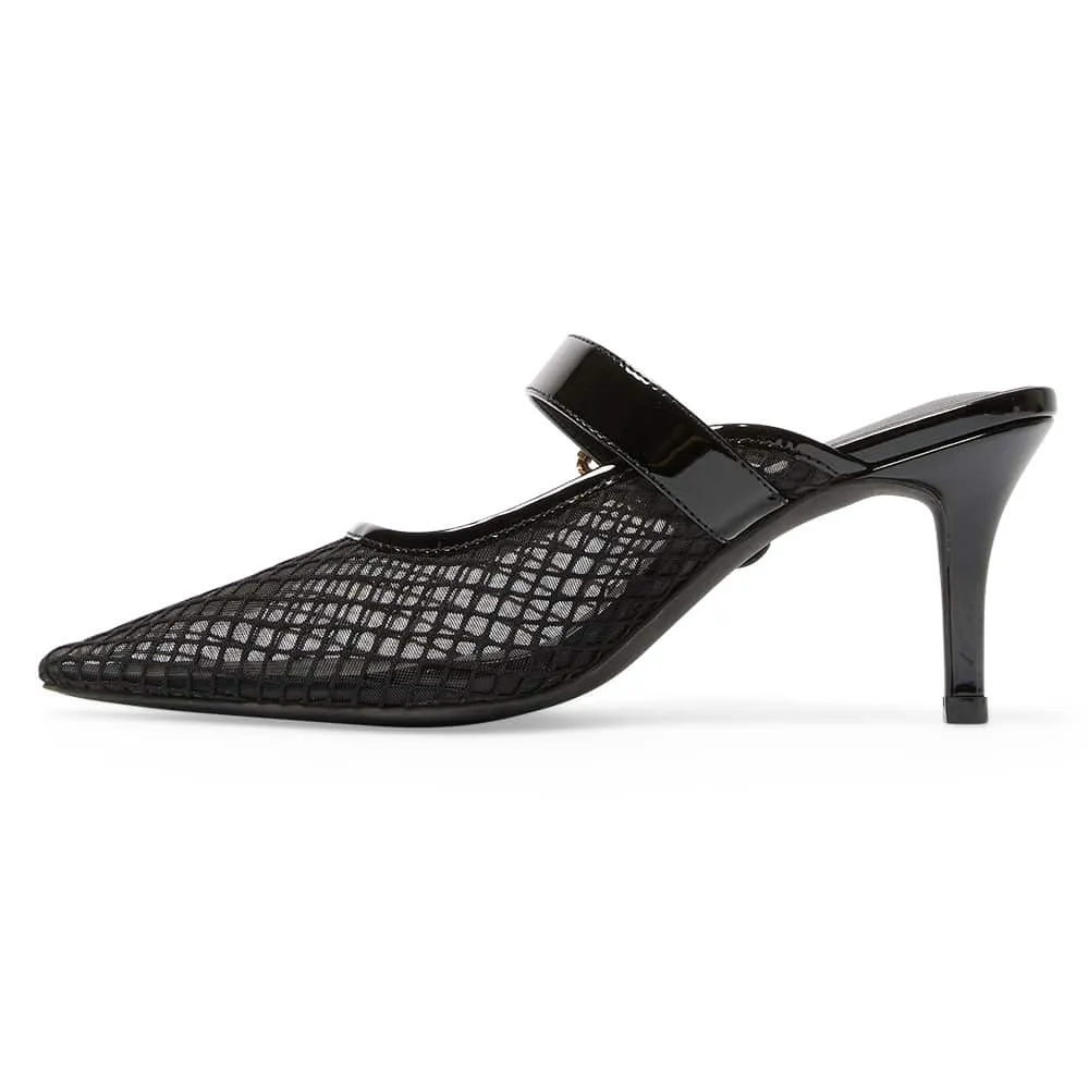 Perez Heel in Black Mesh