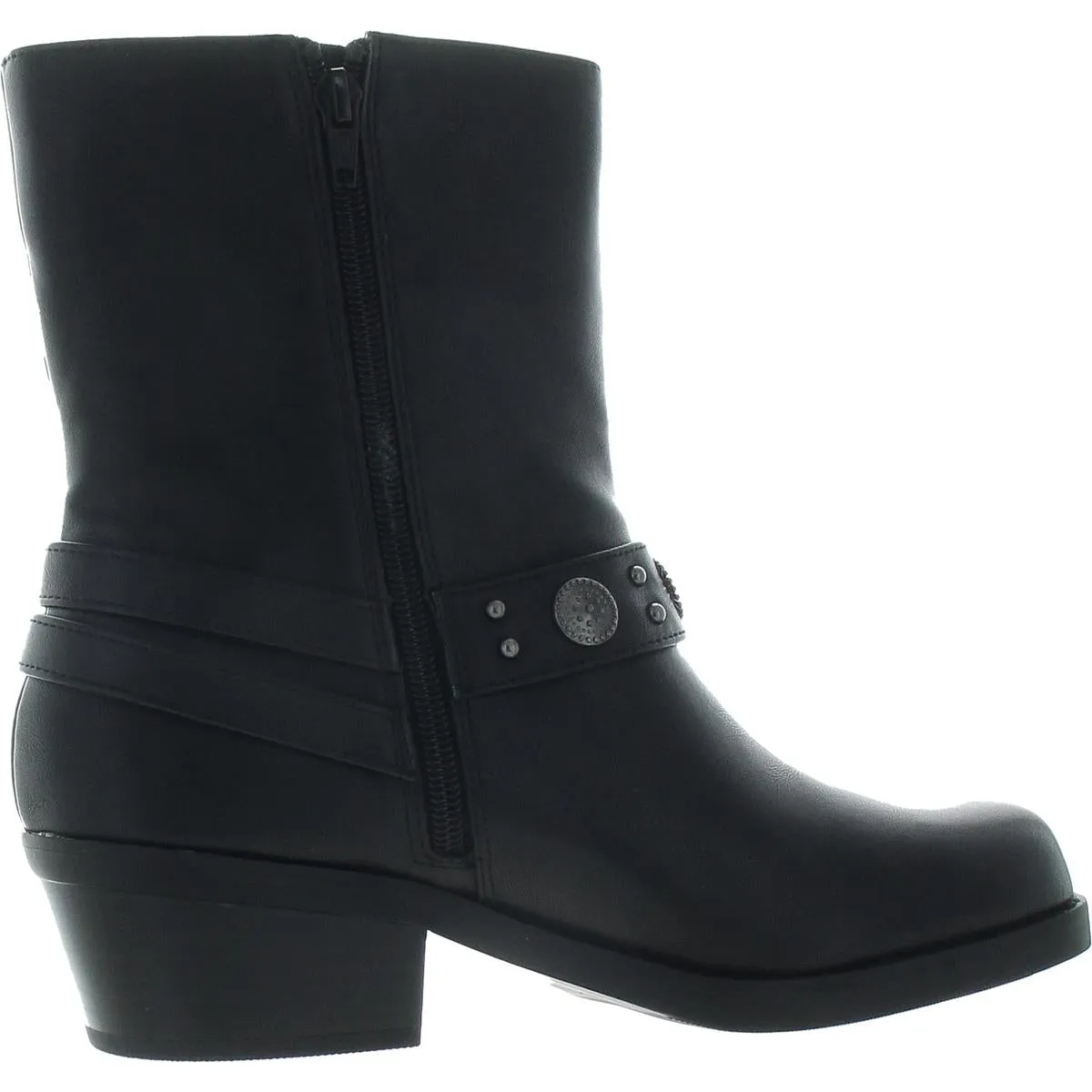 Sherri Womens Harness Faux Leather Motorcycle Boots