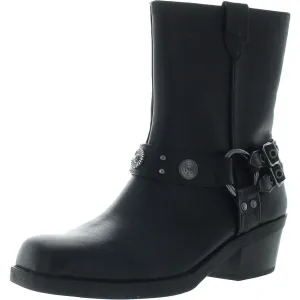 Sherri Womens Harness Faux Leather Motorcycle Boots