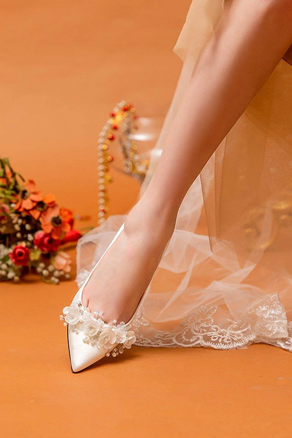 Stiletto Heel 7cm Satin Heels Bridal Shoes CK0127