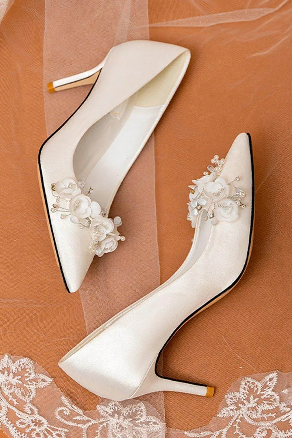 Stiletto Heel 7cm Satin Heels Bridal Shoes CK0127