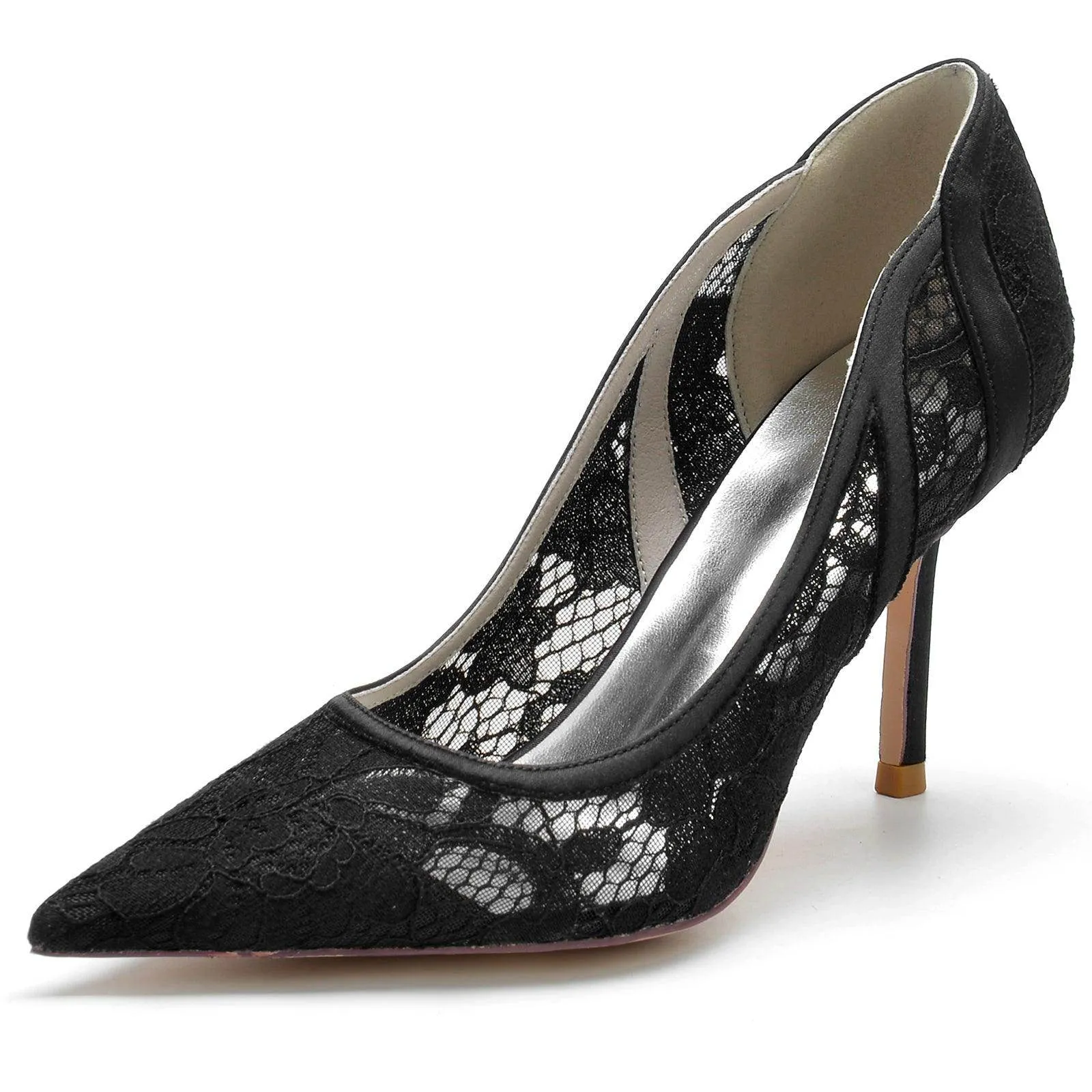 Stiletto Heel 8.5cm Silk-Like Lace Shoes CK0139