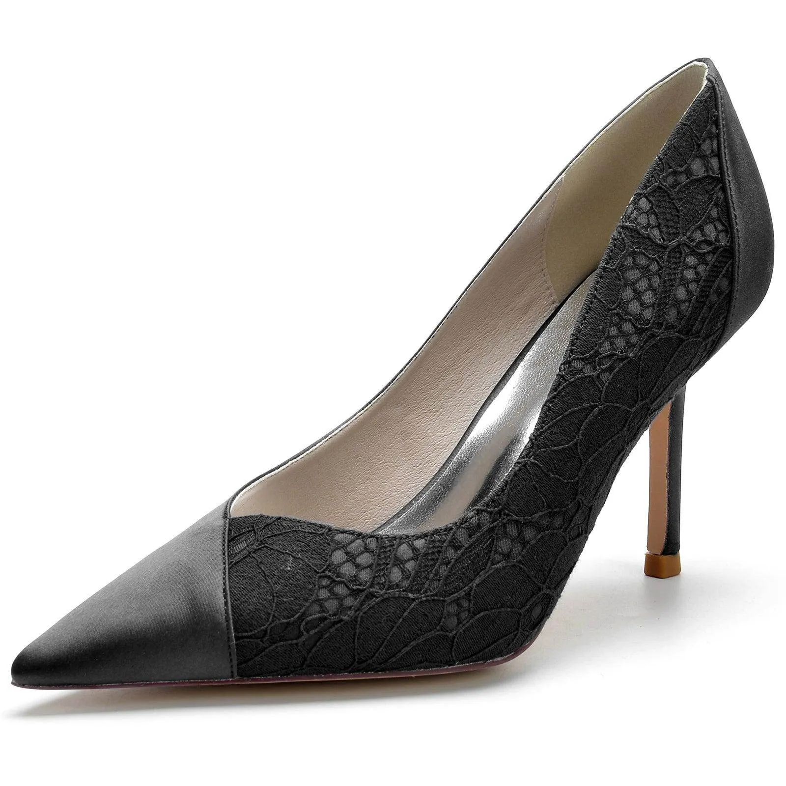 Stiletto Heel 8.5cm Silk-Like Lace Shoes CK0144
