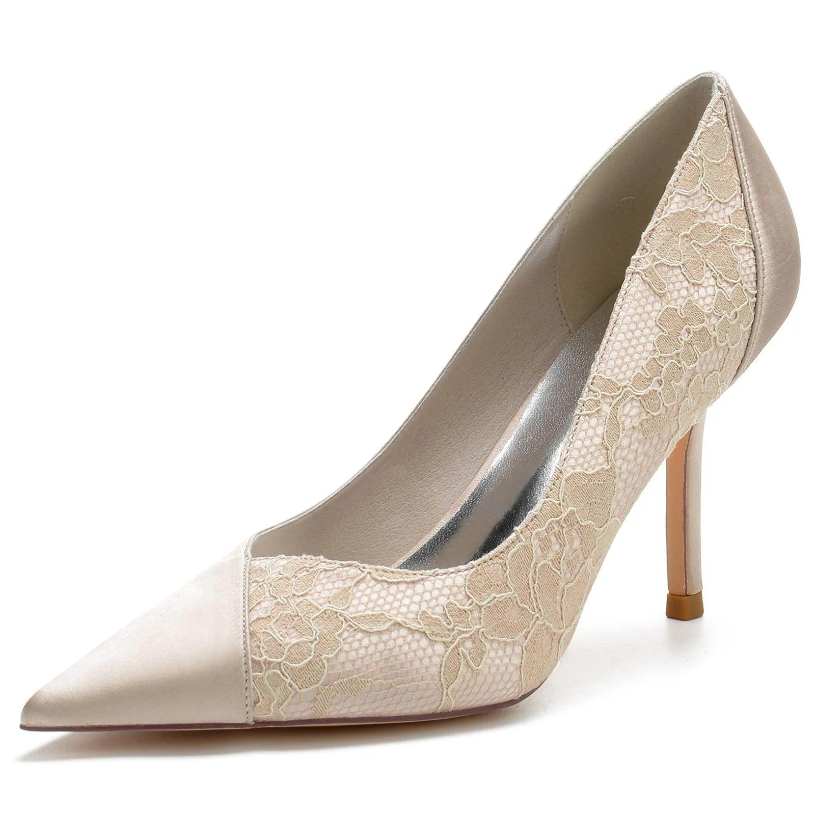 Stiletto Heel 8.5cm Silk-Like Lace Shoes CK0144
