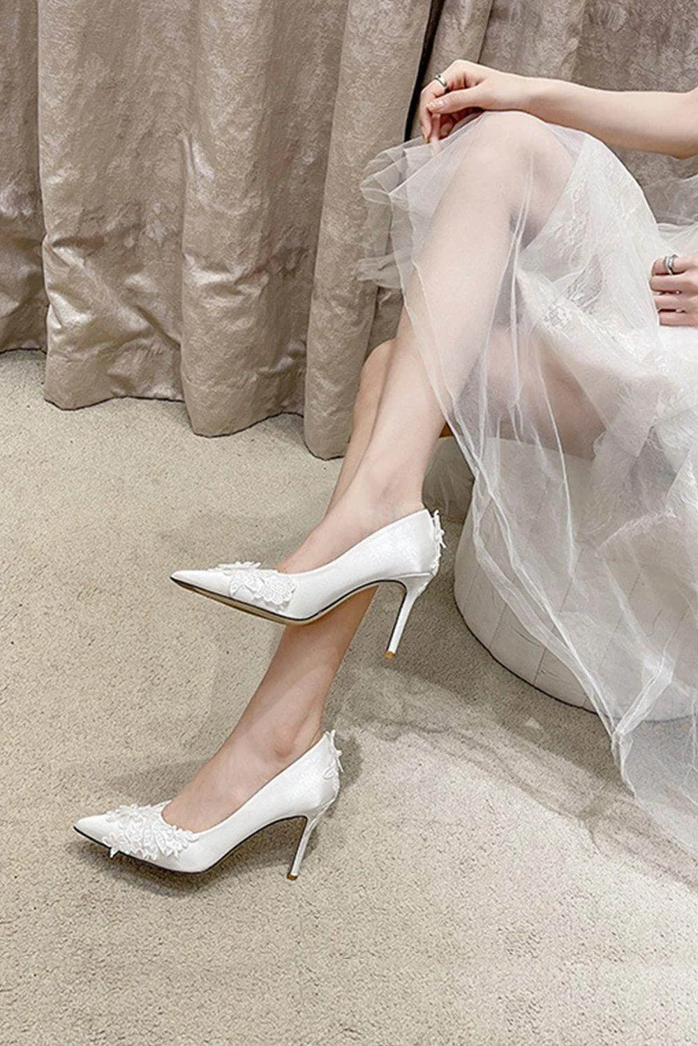 Stiletto Heel 9cm Satin Heels Bridal Shoes CK0113