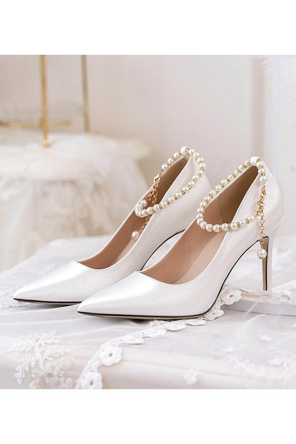 Stiletto Heel 9cm Satin Heels Bridal Shoes CK0114