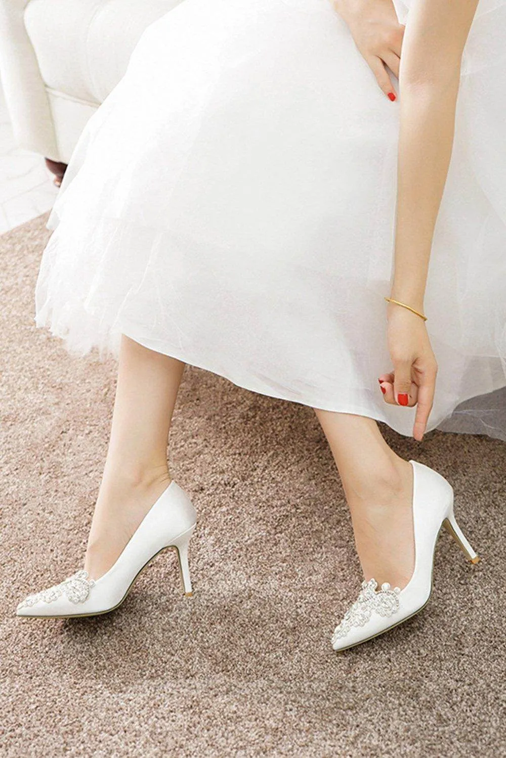 Stiletto Heel 9cm Satin Heels Bridal Shoes CK0128