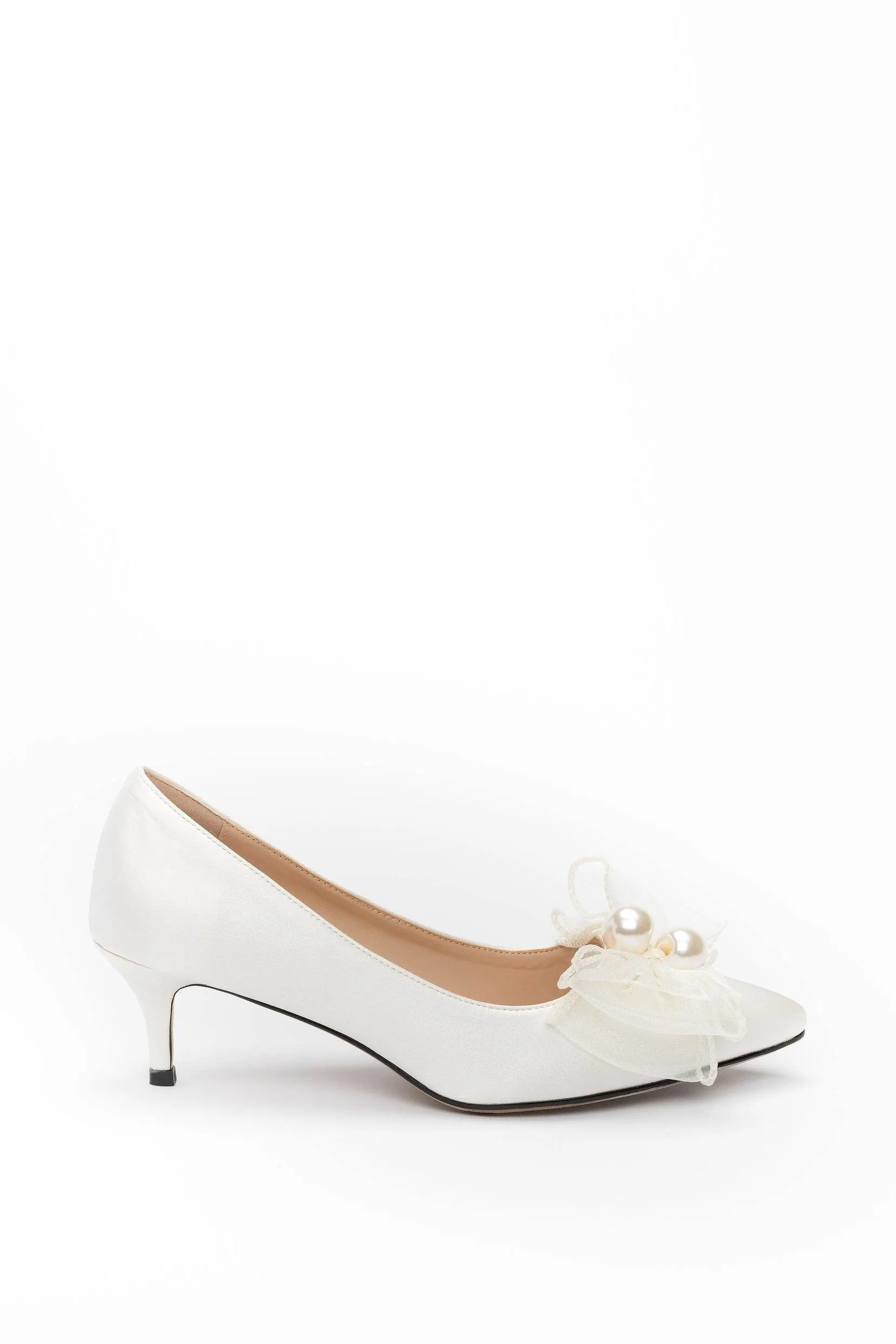 Stiletto Heel Satin Pointed Toe Bridal Shoes Bowknot CK0104
