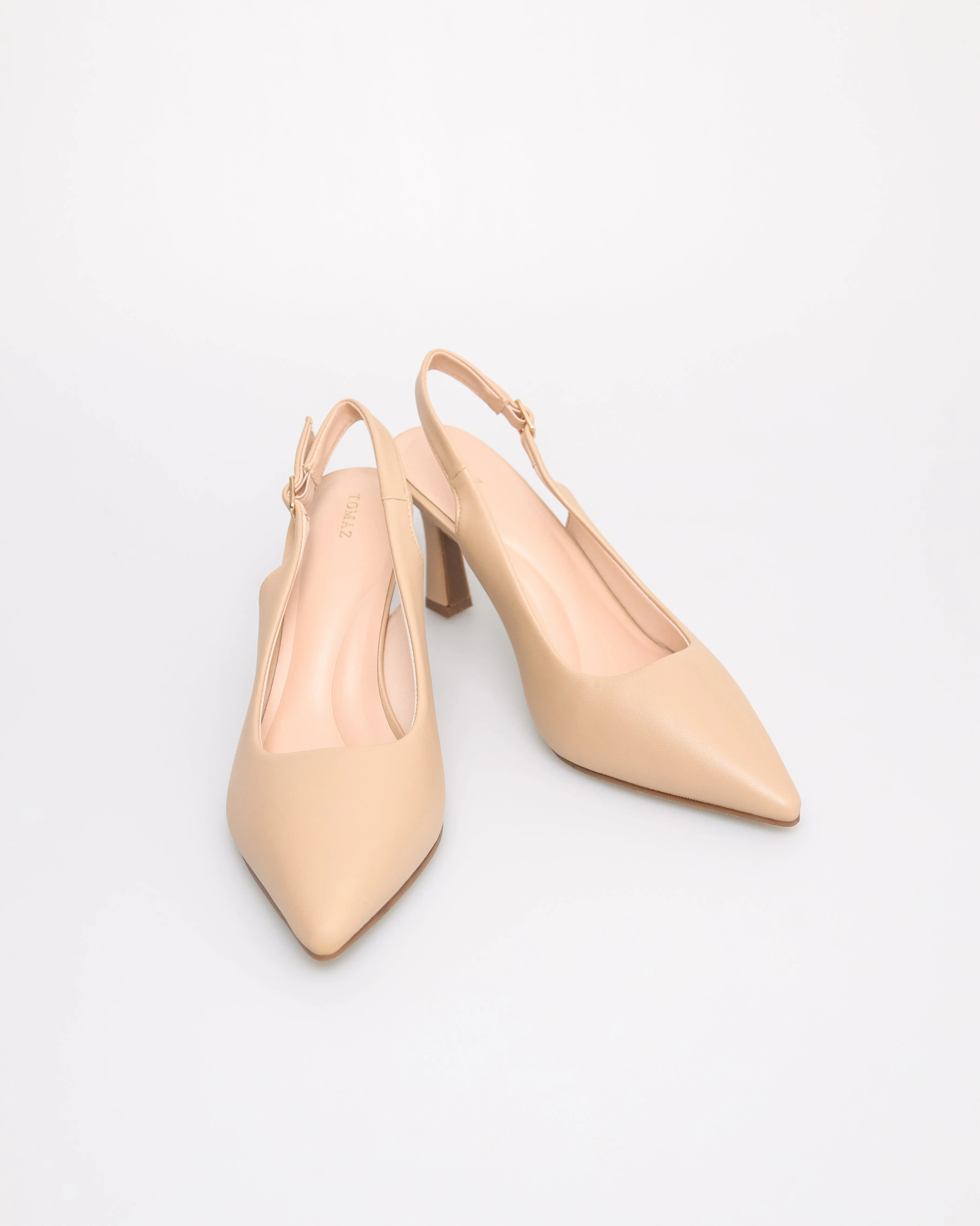 Tomaz NN354 Ladies Pointy Slingback Heels (Beige)