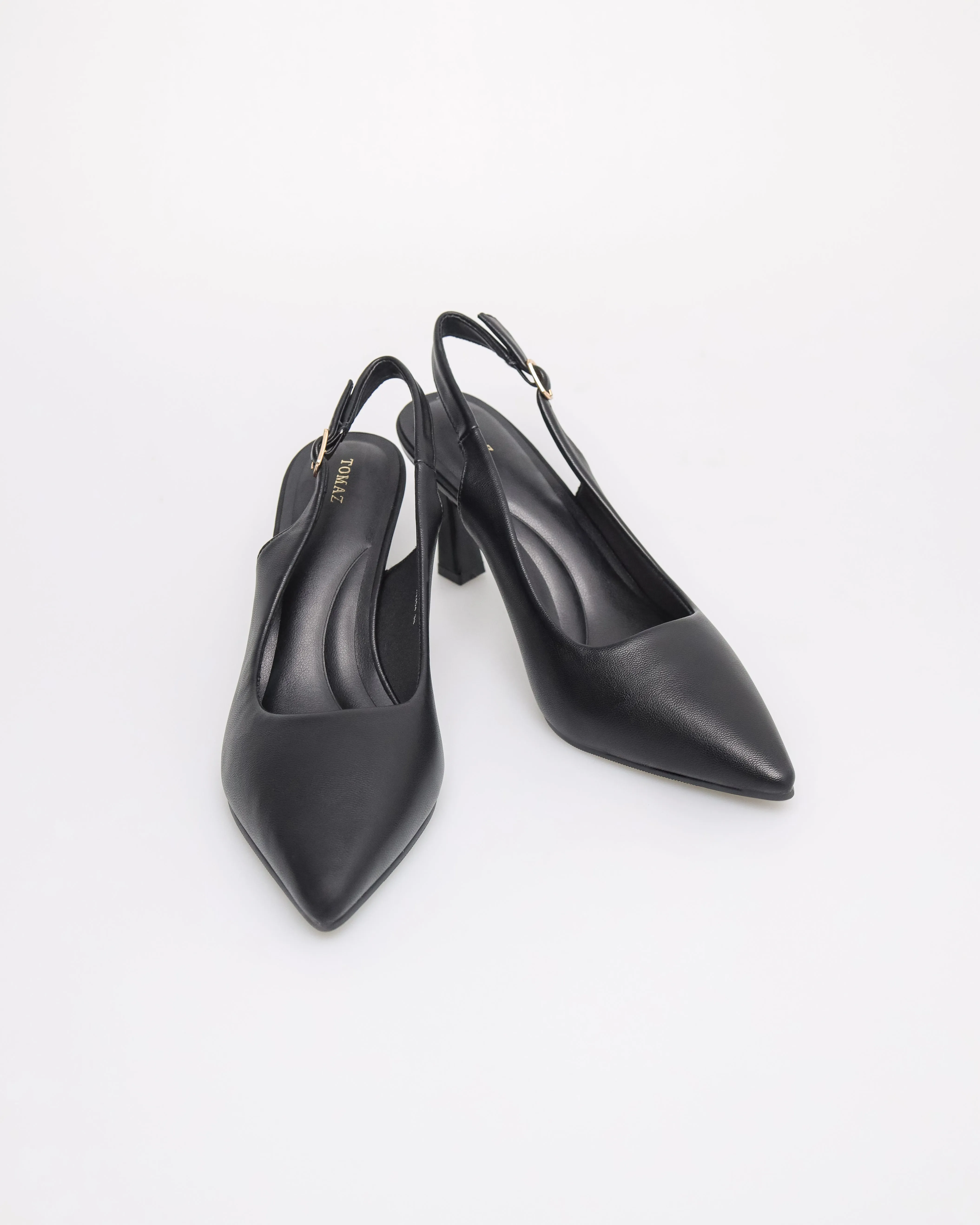 Tomaz NN354 Ladies Pointy Slingback Heels (Black)