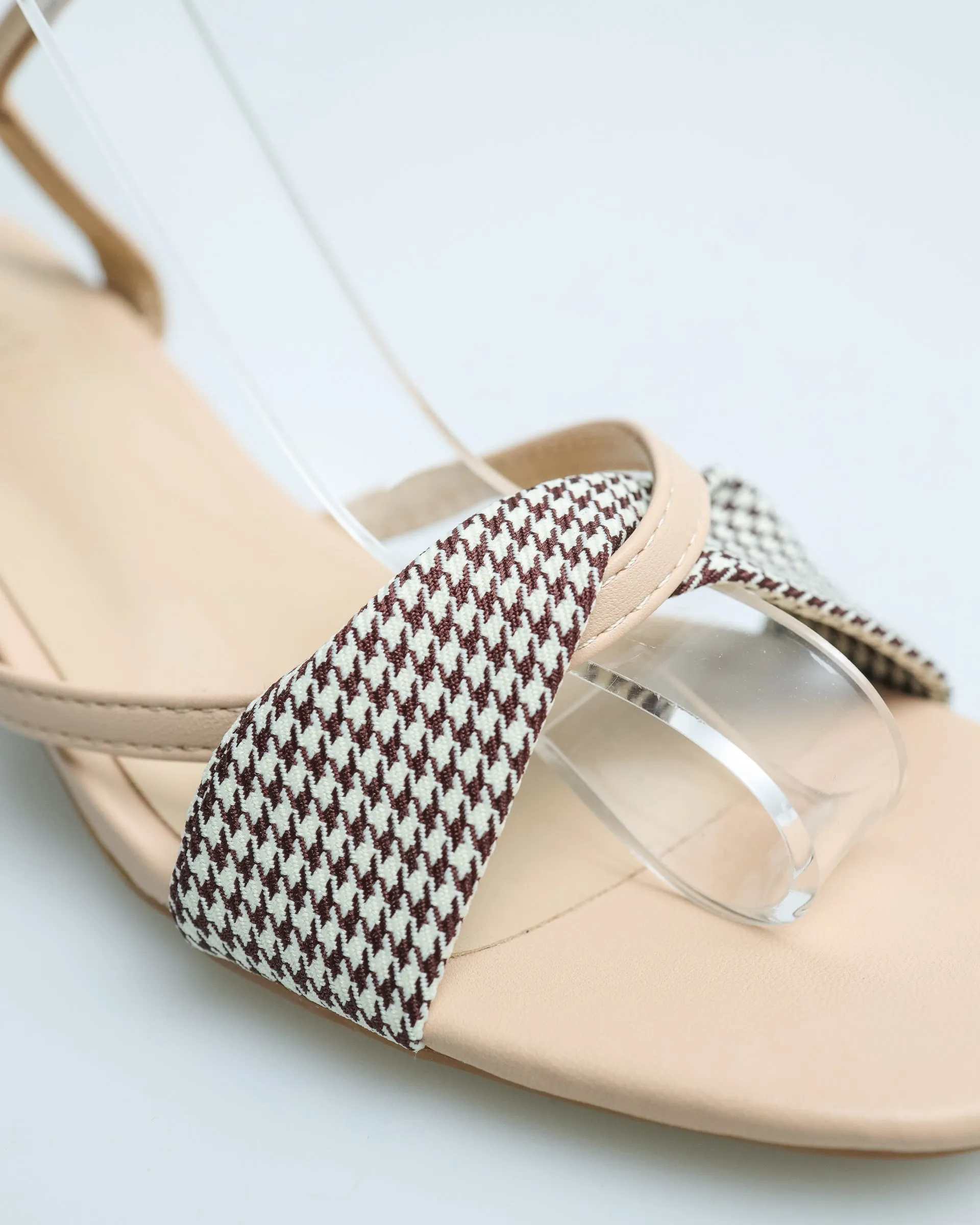 Tomaz YX108 Ladies Checkered Slingback Heels (Beige)