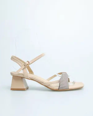 Tomaz YX108 Ladies Checkered Slingback Heels (Beige)