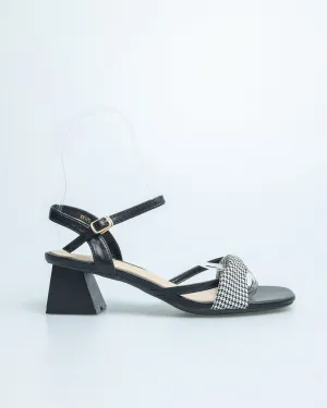 Tomaz YX108 Ladies Checkered Slingback Heels (Black)