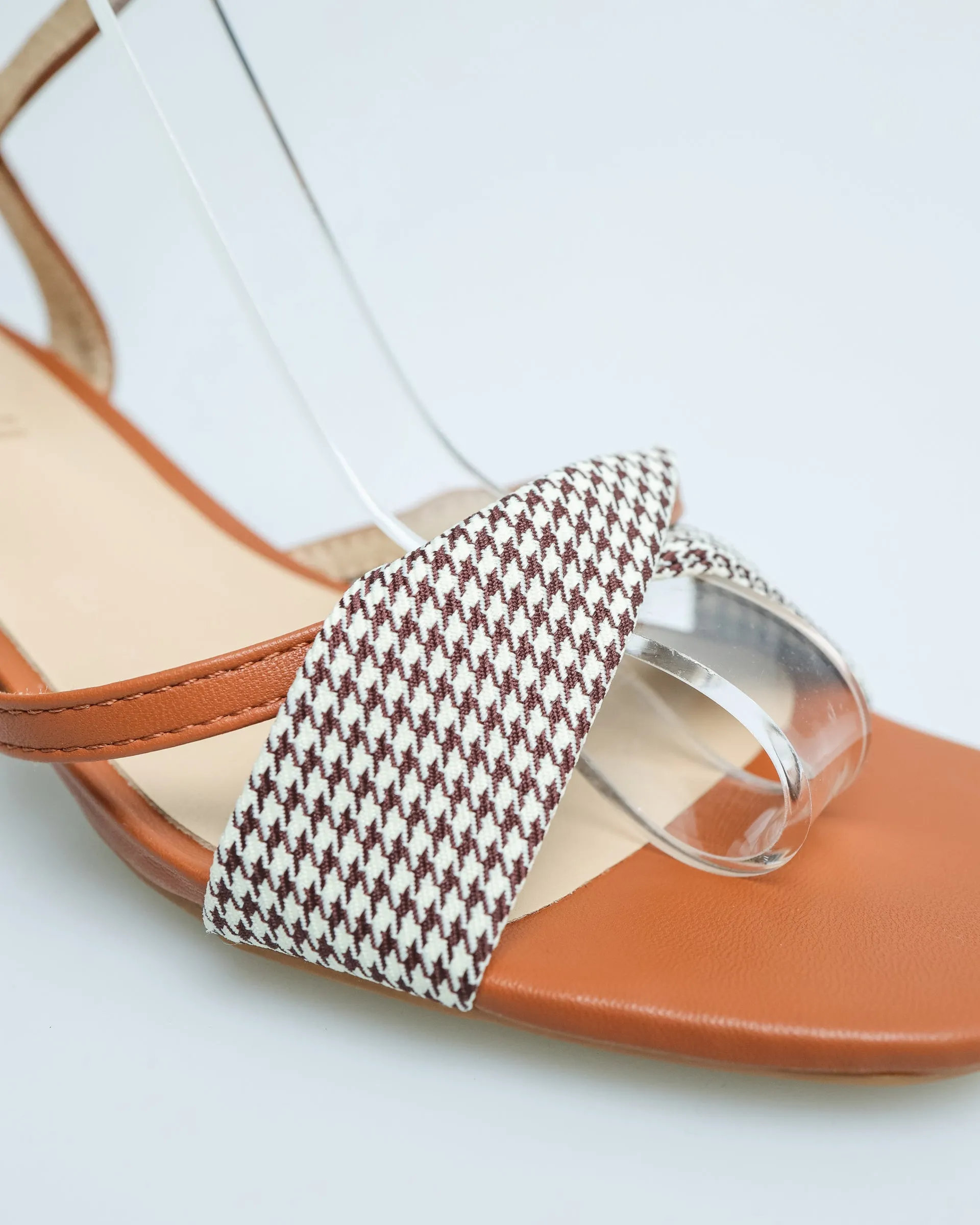 Tomaz YX108 Ladies Checkered Slingback Heels (Brown)
