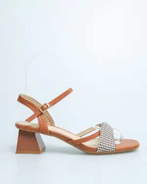 Tomaz YX108 Ladies Checkered Slingback Heels (Brown)