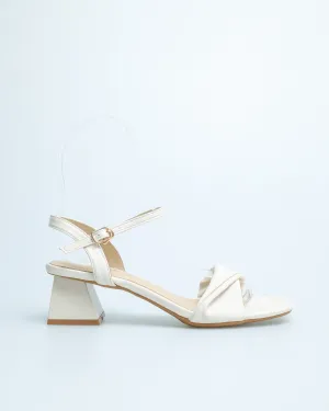 Tomaz YX109 Ladies Knotted Strap Slingback Heels (Cream)