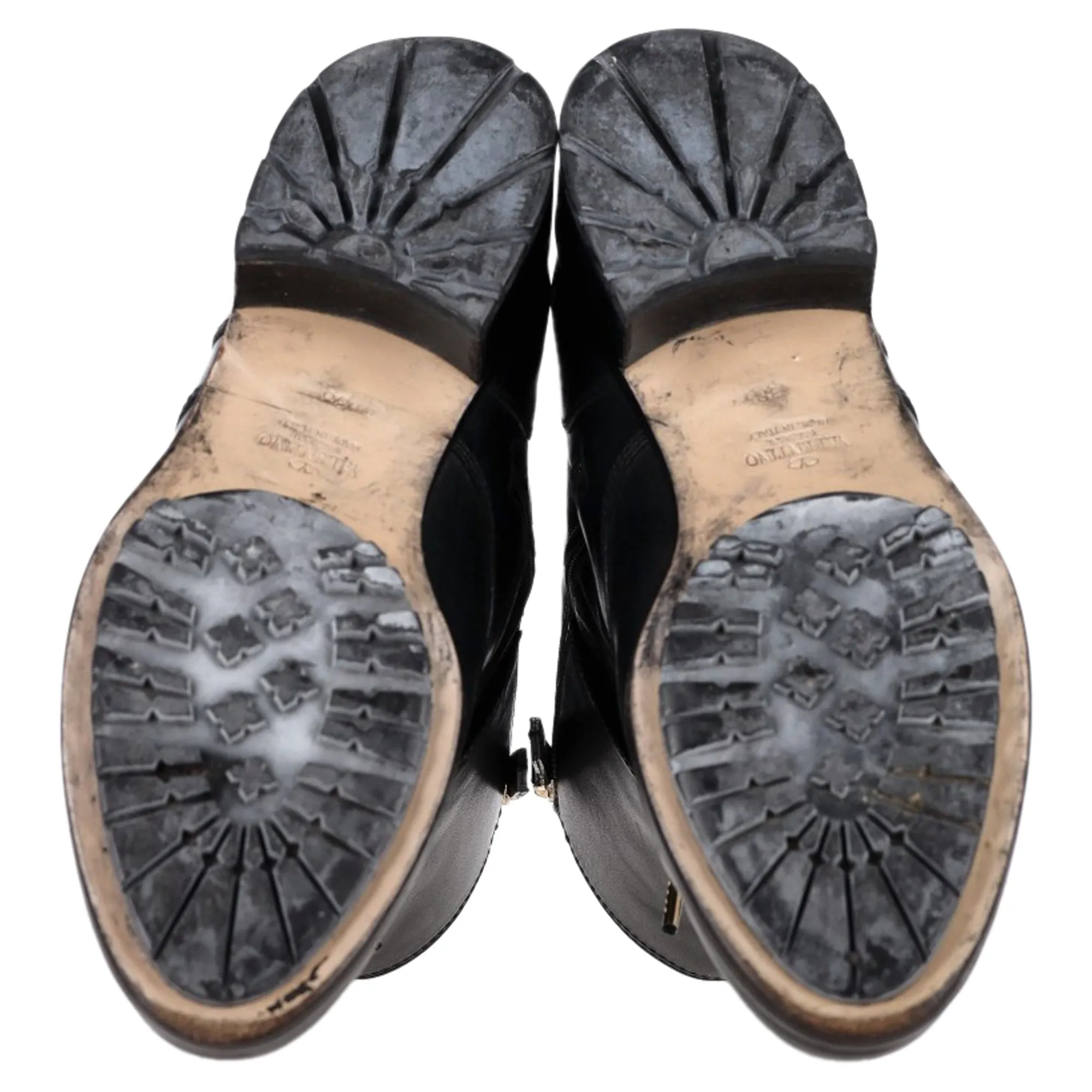 Valentino Rockstud Lace-Up Combat Boots in Black Leather