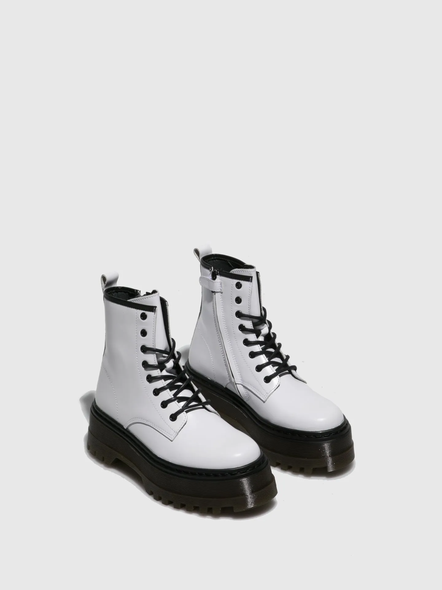 White Lace-up Boots