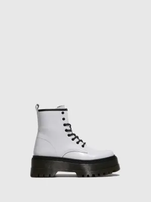 White Lace-up Boots