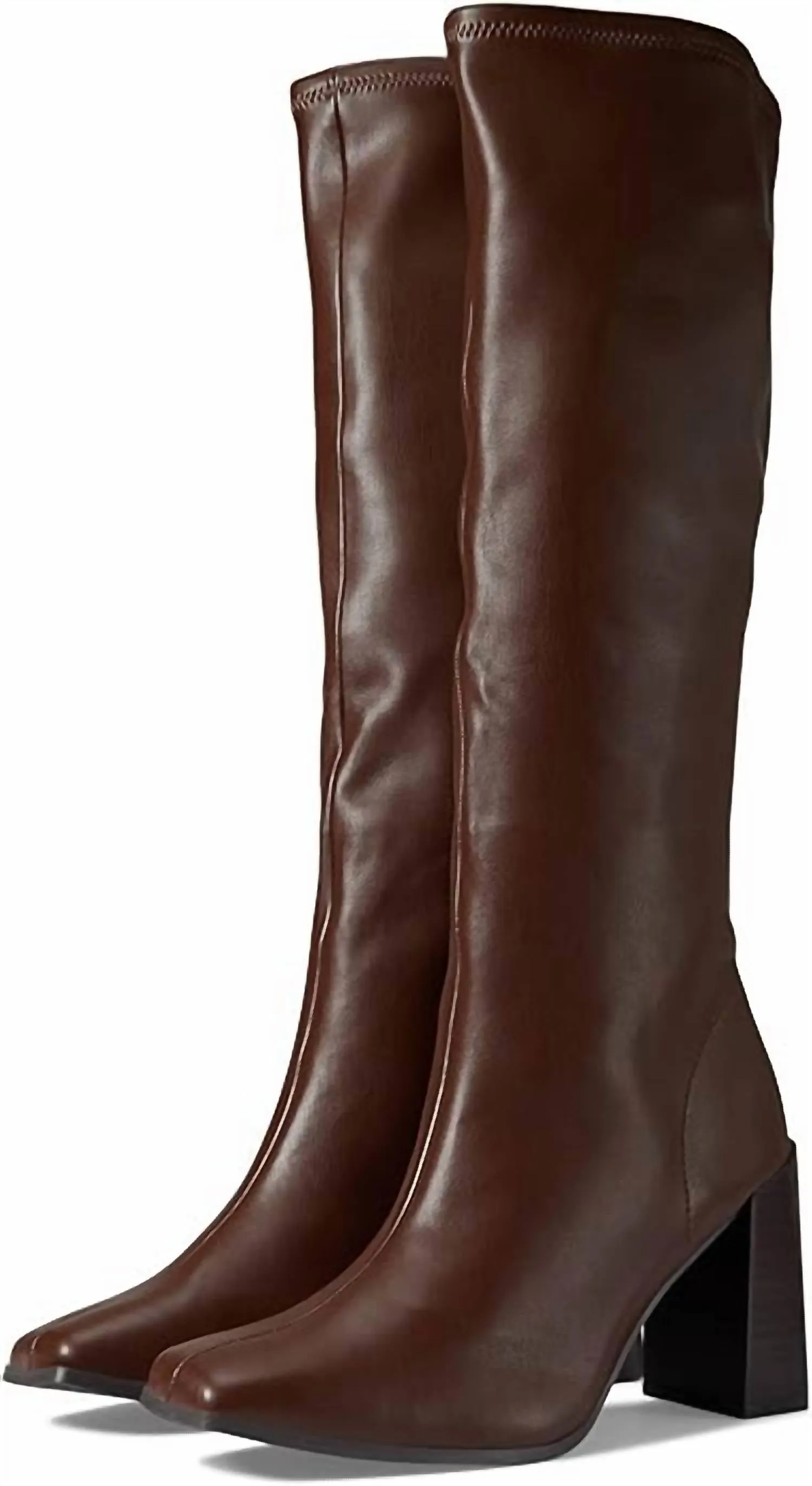 Women Mary Knee High Leather Boots In Brown