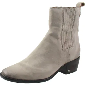 Womens Block Heel Faux Suede Chelsea Boots