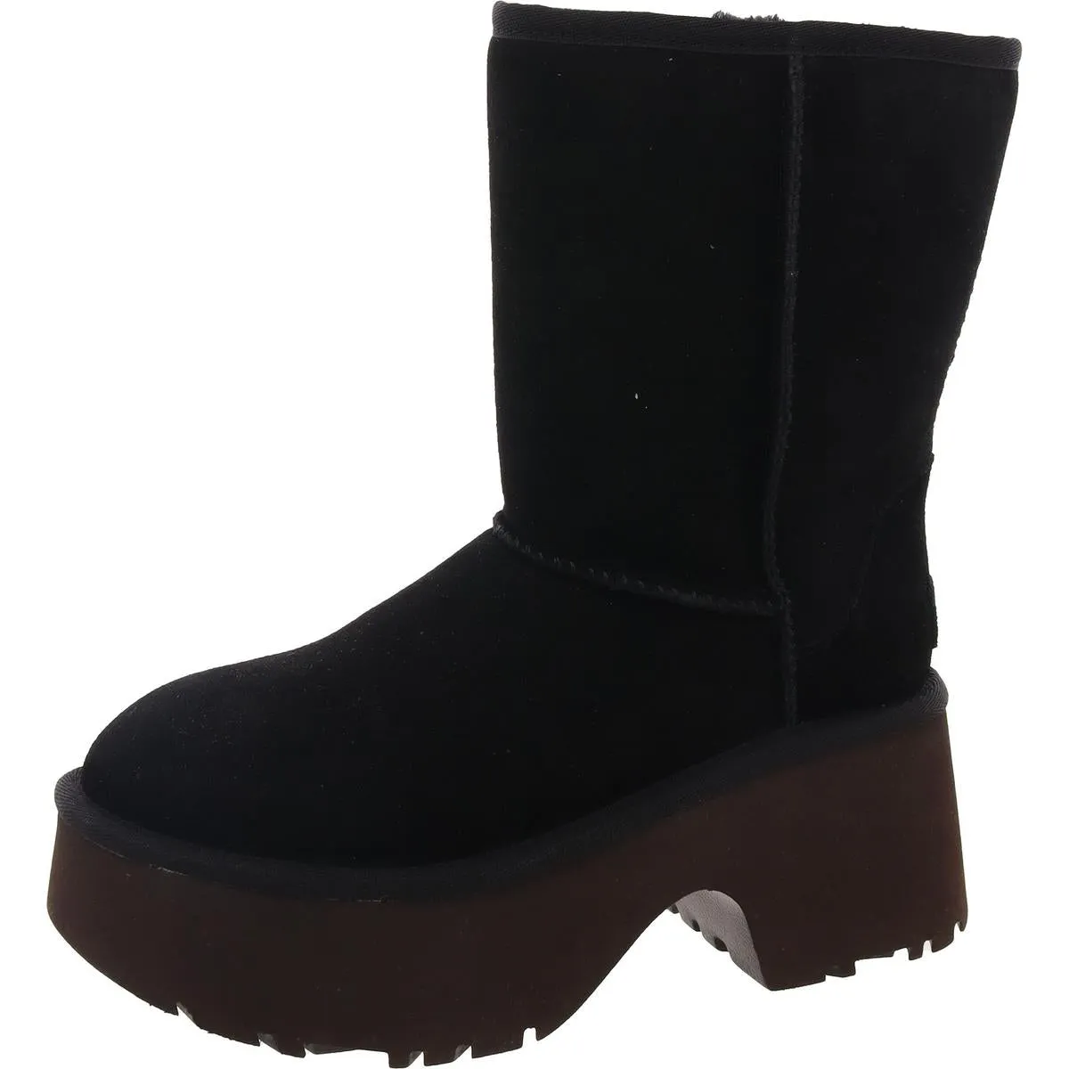 Womens Covered Platform Suede Mid-Calf Boots